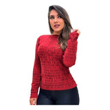 Blusa Tricô Tricot Listrada Feminina Suéter Gola V Ref 954