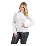 Blusa Tricot Basica Gola Alta Premium Feminino Lisa Inverno