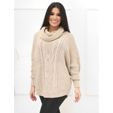 Blusa Tricot Moda Feminina Gola Manga Longa Poncho