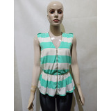 Blusa Verde Branca Listrada