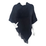 Blusa Xale Poncho Feminino De Lã Peludinho C Franja Inverno