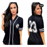 Blusão Camisetao Baseball Feminino Com Botões New York