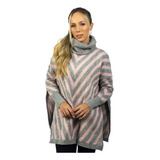 Blusão De Trico Poncho Quentinho Feminino Outono Inverno