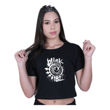 Blusinha Cropped Algodão Blink 182 Skate Punk Rock Camisa