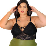 Blusinha Plus Size Cropped Sexy Tamanho Grande Renda