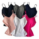 Blusinha Regata Alcinha Renda Kit C 2 Blusas Visco Promoção