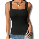 Blusinha Regata Feminina De Suplex Alcinha Decote Quadrado