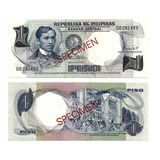 Bn8090 Filipinas 1969 1 Peso Pilipino Series Specimen