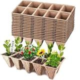BOANKODU Pacote Com 30 Bandejas De Sementes De Turfa Cápsulas De 300 Células Bandeja Para Iniciantes De Plantas De Germinação Orgânica Biodegradável Com 30 Etiquetas De Plástico Para Plantas