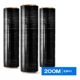 Bobina Filme Stretch 25 Micras 2 5kg Preto Colorido 200m