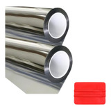 Bobina Insulfilm Película Espelhada Prata 1m X 10m Brinde