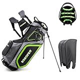 BOBOPRO Bolsa Para Suporte De Golfe Bolsas De Golfe Com Suporte Bolsa De Taco De Golfe Com Divisão Superior De 14 Vias Com 7 Bolsos Bolsa Térmica E Capa De Chuva Alças Duplas De Ombro Leve E Impermeável Para Homens E Mulheres Preto Verde