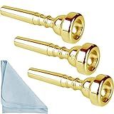 Bocal De Trompete Dourado 7C 5C 3C Conjunto De Bocal Para Trompete Com Pano De Limpeza De Caixa Compatível Com Instrumentos Musicais Yamaha Bach Conn King Para Iniciantes E Profissionais Pacote Com 3