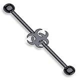 Body Accentz Barra IndustriaL Preta IP Over 316L Aço Cirúrgico Sinal De Risco Biológico Barra 14 Calibre 1 1 5 1 Cm Liga De Aço