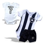 Body Bebê Botafogo C Nome Short Calção Menino Menina Luxo