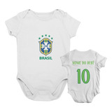 Body Bebê Brasil Seleção Brasileira Personalizado Com Nome