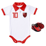 Body Bebê Camisa Polo E Chuteira Do Flamengo