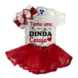 Body Bebê Dinda Coruja Laço Saia Tule Mesversario