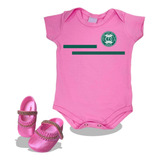 Body Bebe Menina Rosa Sapatinho Personalizado Coritiba Lux