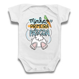 Body Bebê Minha Primeira Páscoa Coelhinho Azul Menino Roupas