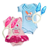 Body Bebê Minha Primeira Páscoa Menina Menino tiara Coelho