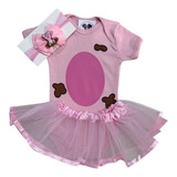 Body Bebe Porquinha Saia Tule Laço Temático