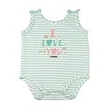 Body Bebê Sem Manga Cotton Listrado Classic Silk Screen I Love You Verde M