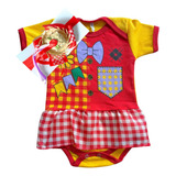 Body Bebê Temático Mesversário Festa Junina Laço