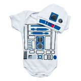 Body Bebê Temático Mesversário Robô R2 D2 Star Wars Touca