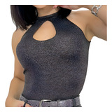 Body Blusa Blusinha Lurex Gola Bojo Feminino Social Festa