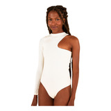 Body Blusa Feminina Uma Manga Longa Ombro Só Canelado