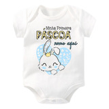 Body Bodi Minha Primeira Páscoa Mesversário Bebê Oferta Hoje