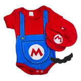 Body Boina Bebê Menino Super Mario Temático Mesversario