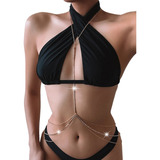Body Chain Decote Strass Contínuo Acessório Verão