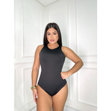 Body Collant Regata Com Acabamento Embutido Forrado No Busto