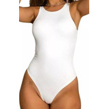 Body Collant Regata Com Acabamento Embutido Forrado No Busto