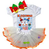 Body De Bebê Carnaval Saia Laço Fantasia Festa Bloquinho