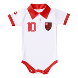 Body De Bebê Flamengo Camisa Polo Torcida Baby Branco