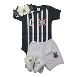 Body De Bebê Short laço tênis Times Temático Roupa De Menina