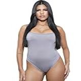 Body Decote Quadrado Collant -Cinza- G-