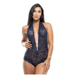 Body Decote Renda Costa Nua Profundo Cavado Caleçon Sexy