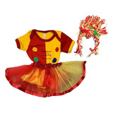 Body Emília Tiara Peruca Saia De Tule Amarelo Baby Star 
