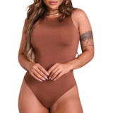 Body Feminino Adulto Collant Blusa Com Fecho Decote Manga