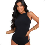 Body Feminino Camiseta Collant Cavado Suplex Liso Sexy Zar