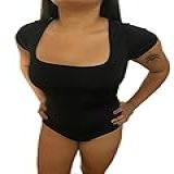 BODY FEMININO DECOTE QUADRADO MANGA CURTA PRETO P