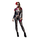 Body Feminino Esqueleto De Halloween Com