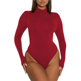 Body Feminino Gola Alta Basico Costas Fechada Manga Longa