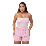Body Feminino Listrado Tomara Que Caia Tendência Moda Verão