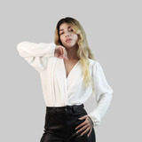 Body Feminino Manga Longa Bufante Decote V Profundo Aitona