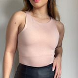 Body Feminino Modelo Regata Collant Suplex Alta Sustentação
